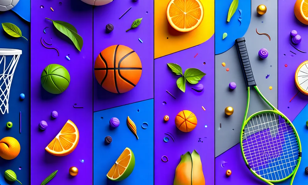 Hình ảnh tổng hợp các môn thể thao phổ biến như bóng đá, bóng rổ, quần vợt, eSports, biểu trưng cho sự đa dạng cá cược tại jun88.