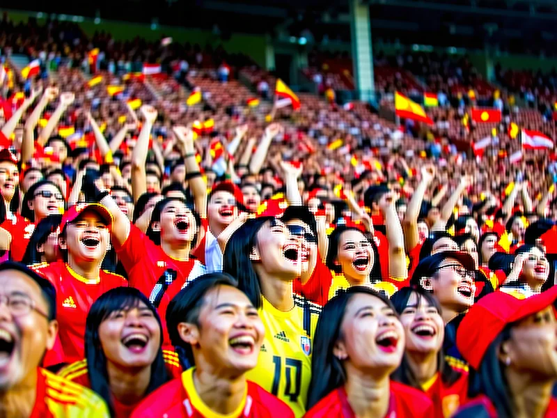 Người hâm mộ bóng đá Việt Nam reo hò trên khán đài có banner jun88