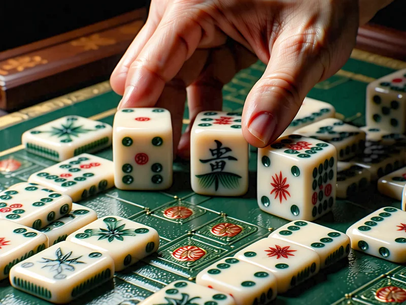 Một bộ bài Mạt chược Việt Nam đã được xếp thành phán Ù, thể hiện sự phức tạp của các bộ bài.