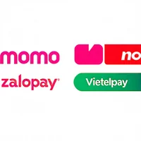 Biểu tượng ví điện tử, minh họa các ứng dụng ví điện tử phổ biến như Momo, ZaloPay, ViettelPay, với màu sắc tươi sáng, thể hiện sự tiện lợi.