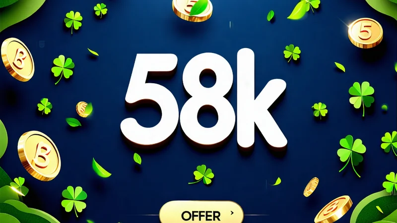 Hình ảnh gói ưu đãi jun88 58k, với số 58k nổi bật và các yếu tố may mắn