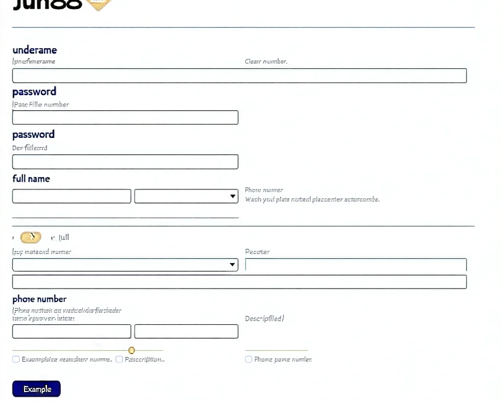 Biểu mẫu đăng ký tài khoản Jun88