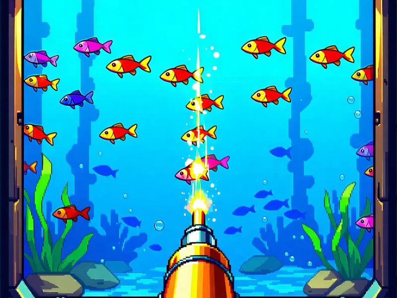 Hình ảnh một ngư dân ảo đang bắn những con cá nhỏ bơi lội trong game bắn cá jun88