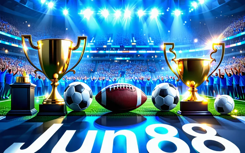 Hình ảnh sân vận động với các biểu tượng cá cược thể thao tại Jun88