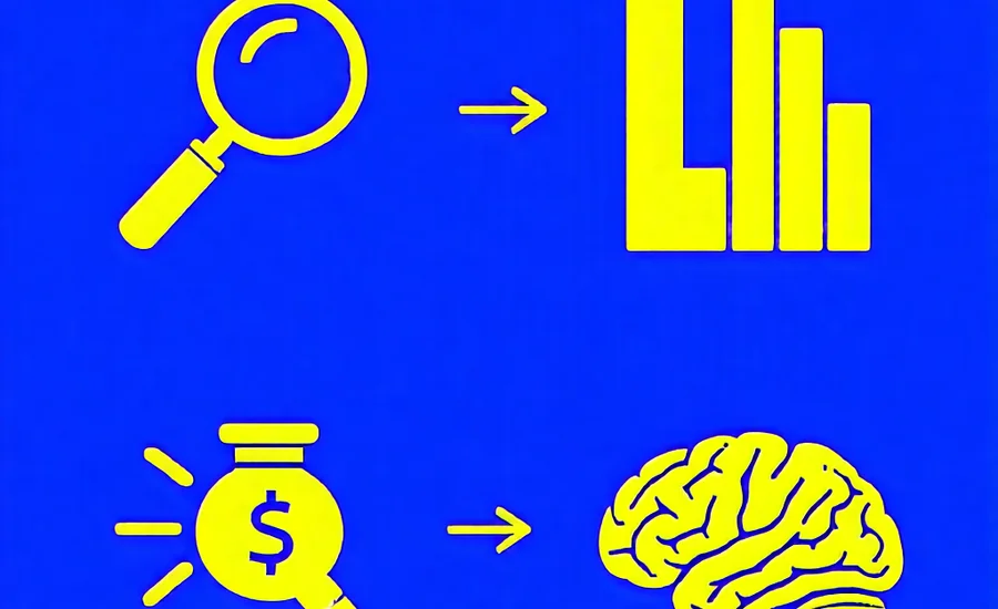 Hình ảnh minh họa các chiến lược cá cược thông minh, bao gồm kính lúp phân tích dữ liệu, biểu đồ tài chính và biểu tượng tư duy logic, trên nền màu xanh và vàng của jun88.