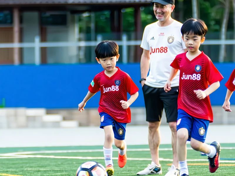Cầu thủ trẻ Việt Nam đang tập luyện trên sân có logo jun88